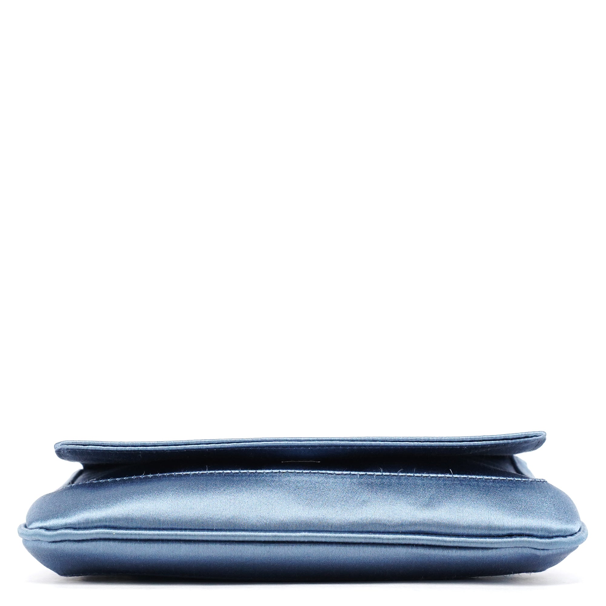 Blue Satin Chain Shoulder Bag