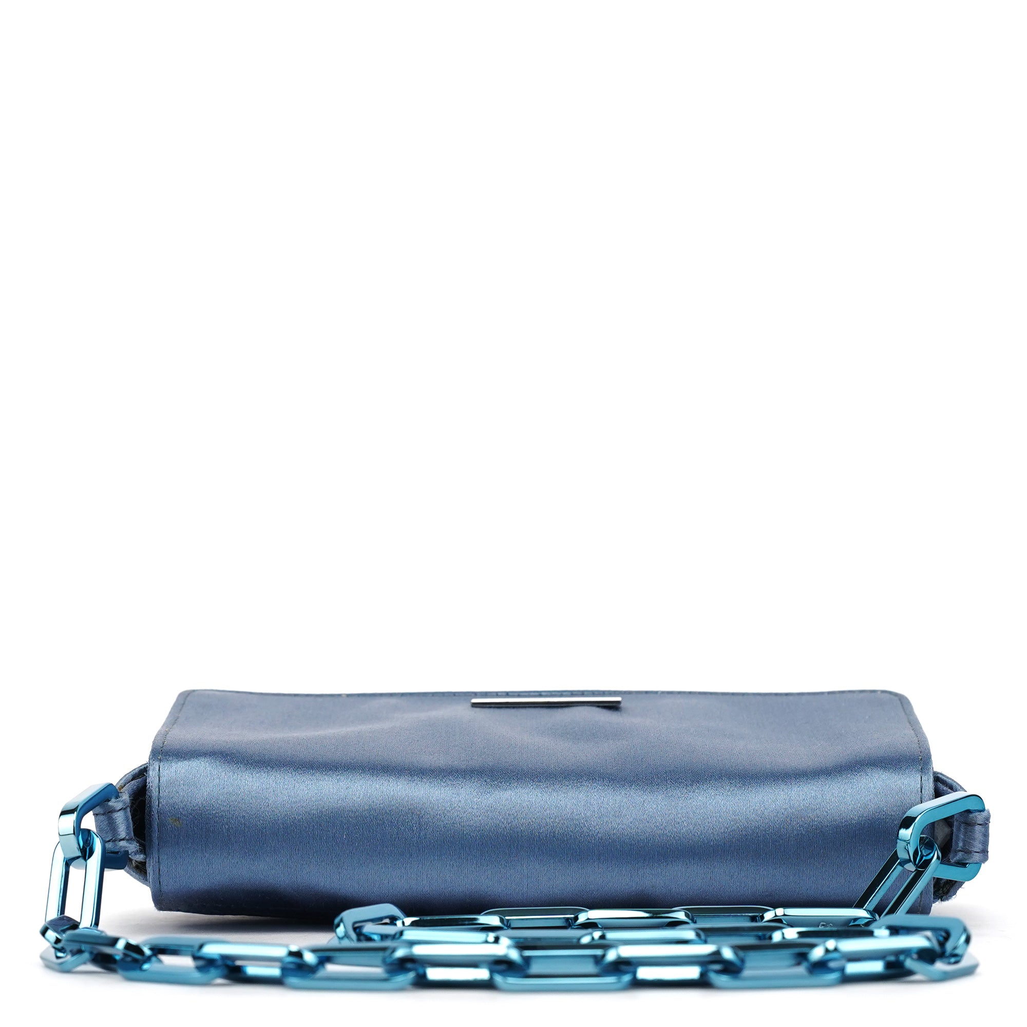 Blue Satin Chain Shoulder Bag