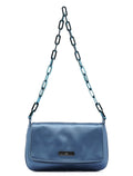 Blue Satin Chain Shoulder Bag