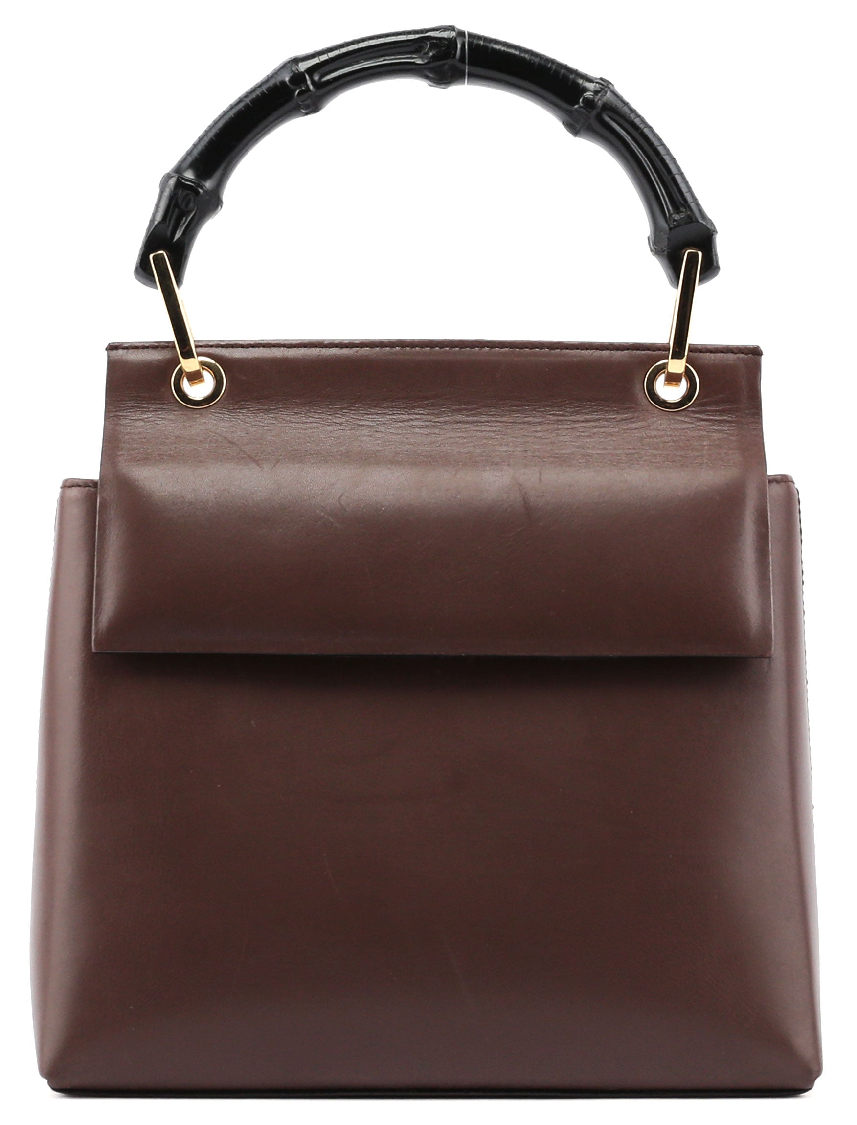 Brown Bamboo Top Handle Bag