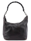 Brown Calfskin Bamboo Shoulder Bag