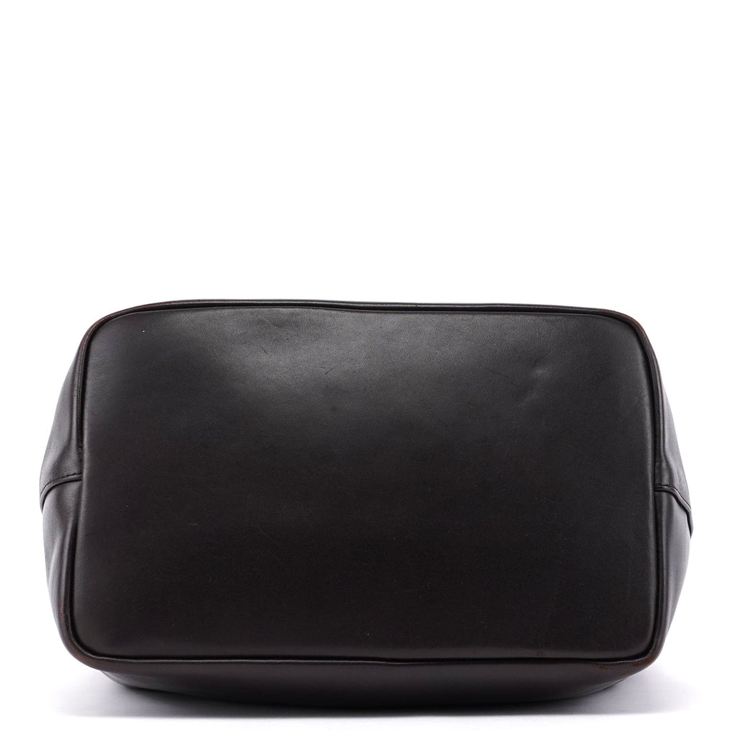Brown Calfskin Bamboo Shoulder Bag