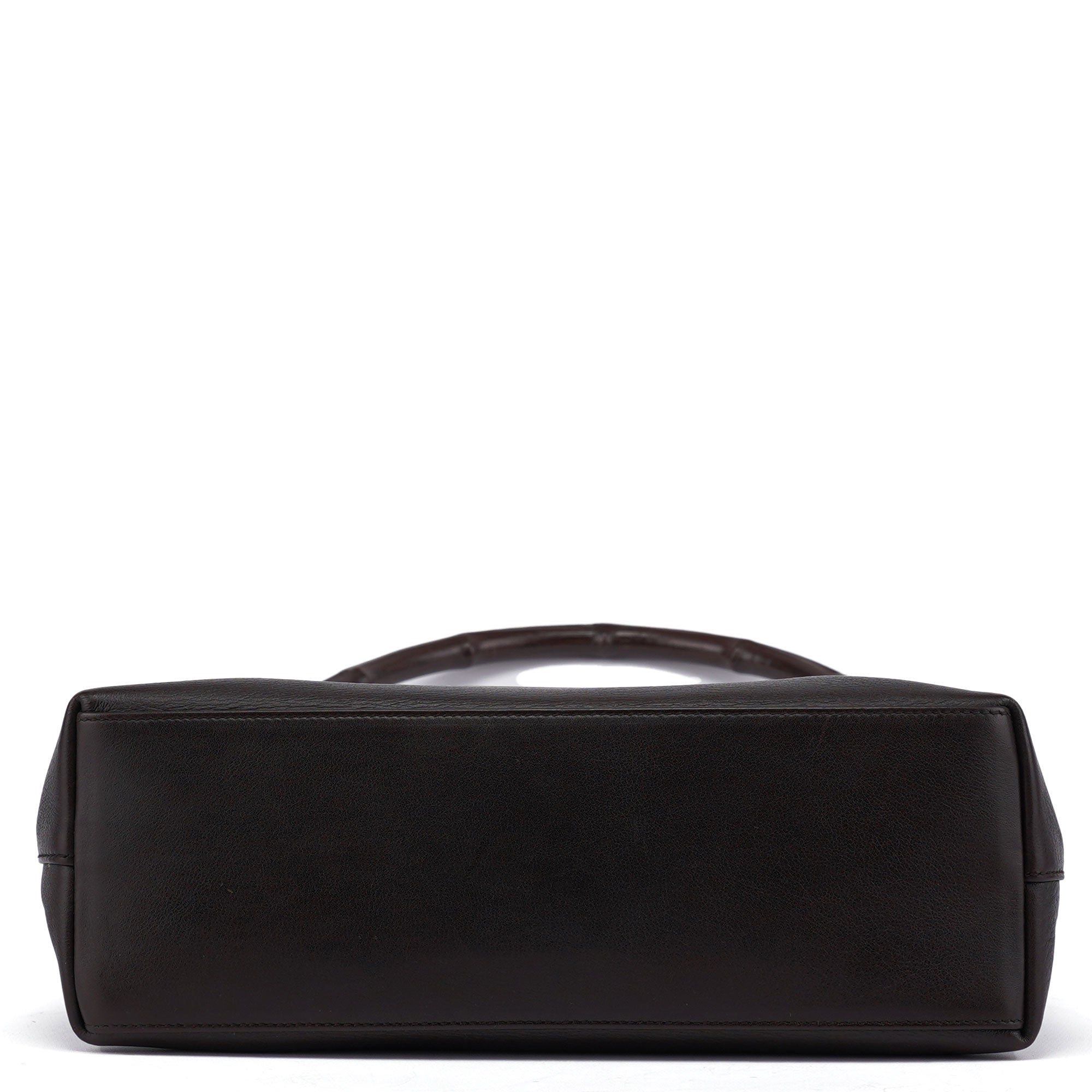 Brown Calfskin Bamboo Shoulder Bag