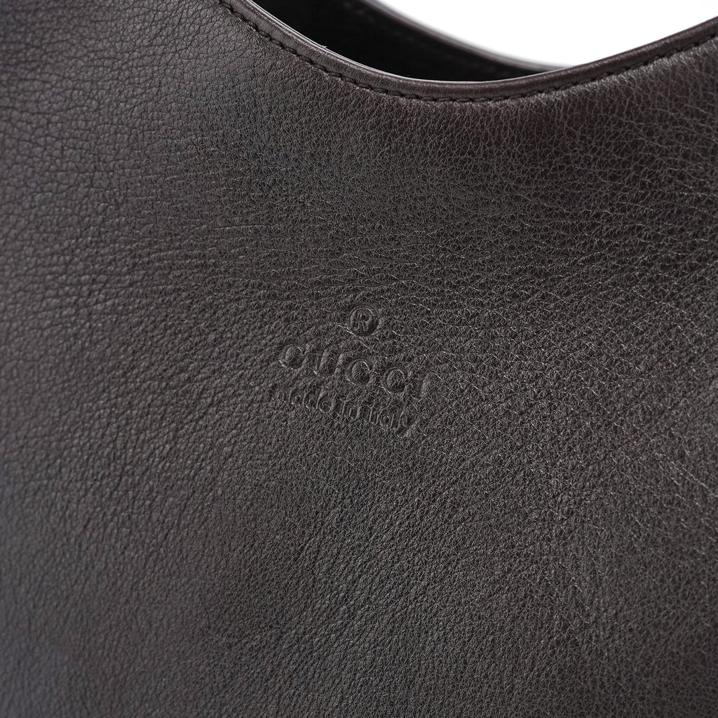 Brown Calfskin Bamboo Shoulder Bag