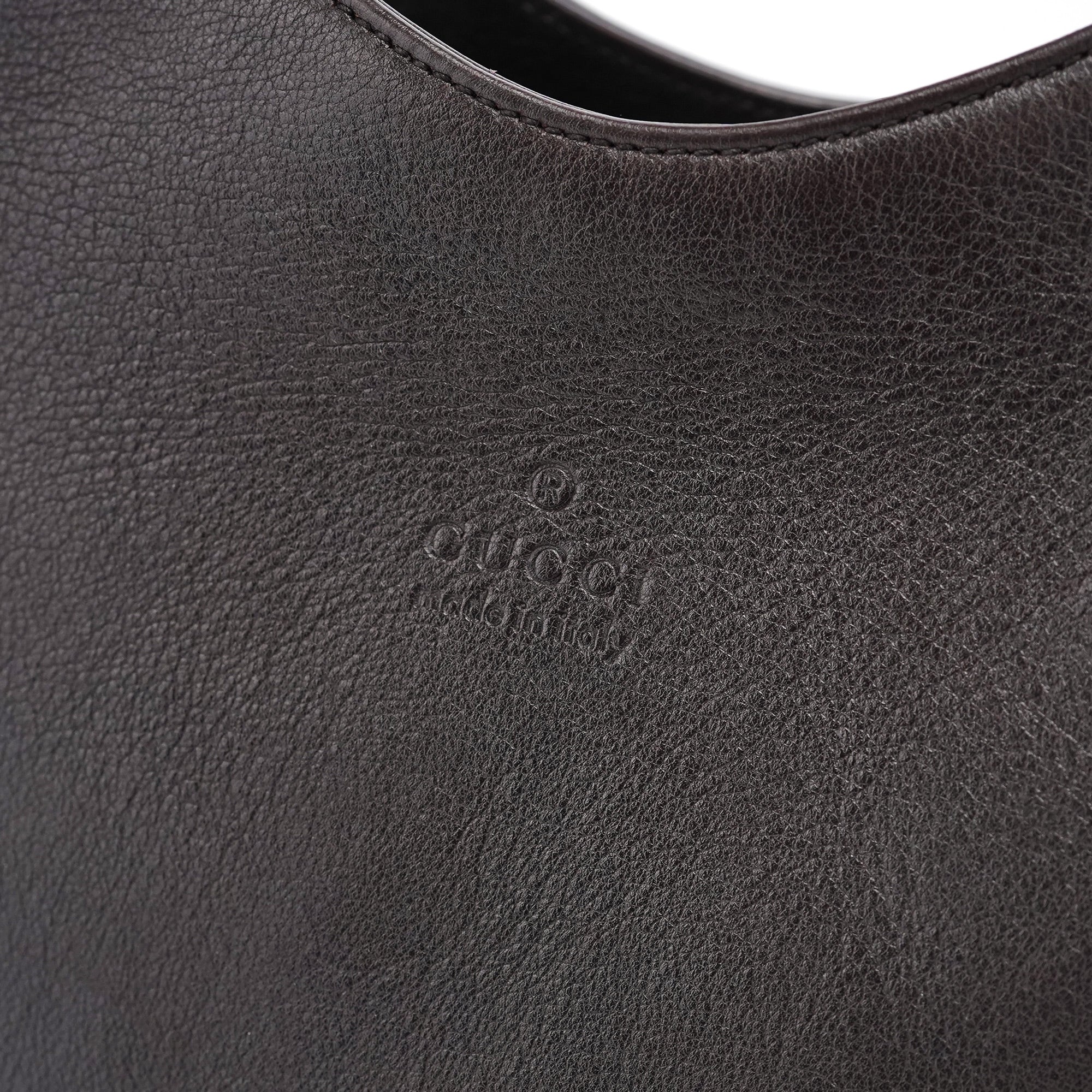 Brown Calfskin Bamboo Shoulder Bag
