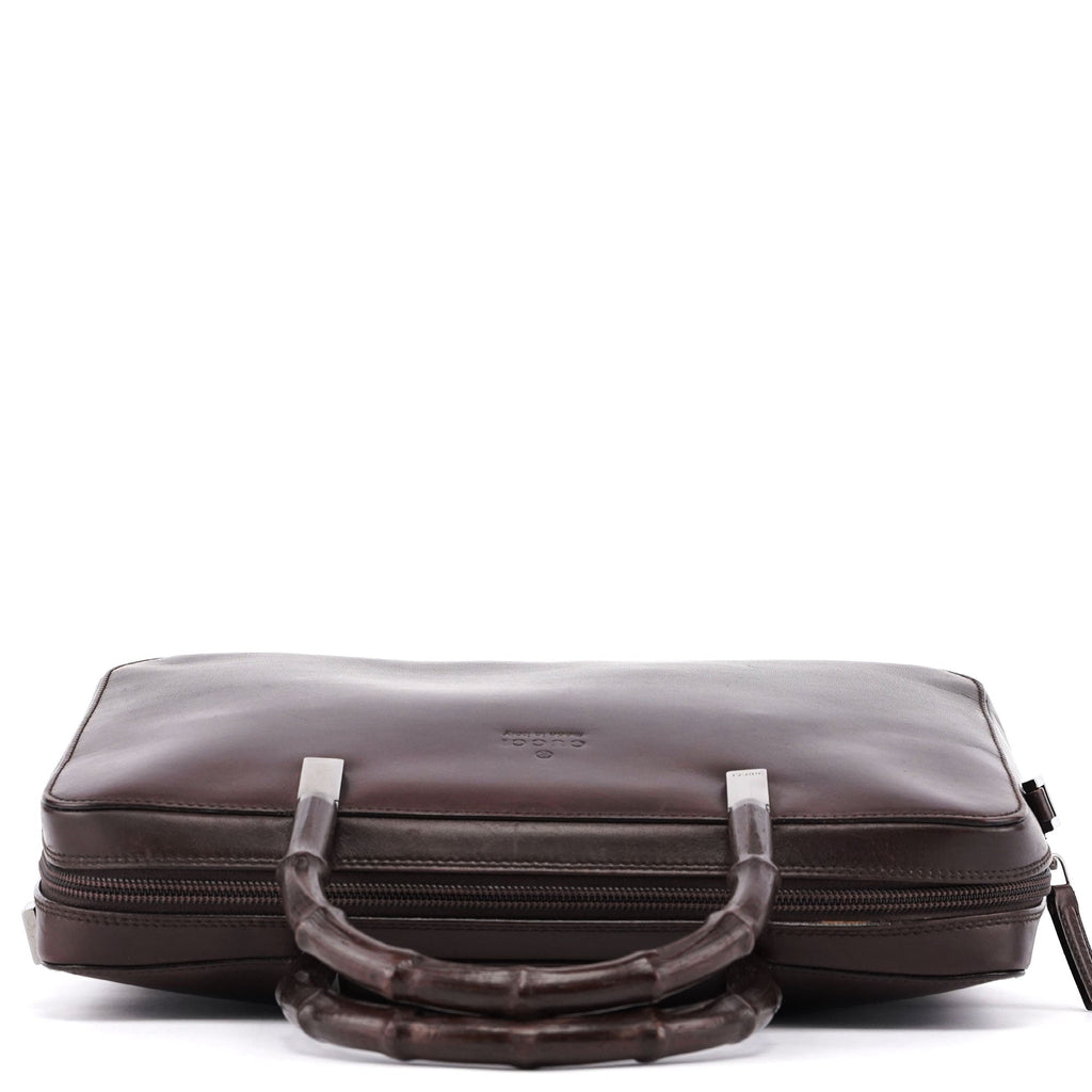 Brown Calfskin Bamboo Tote