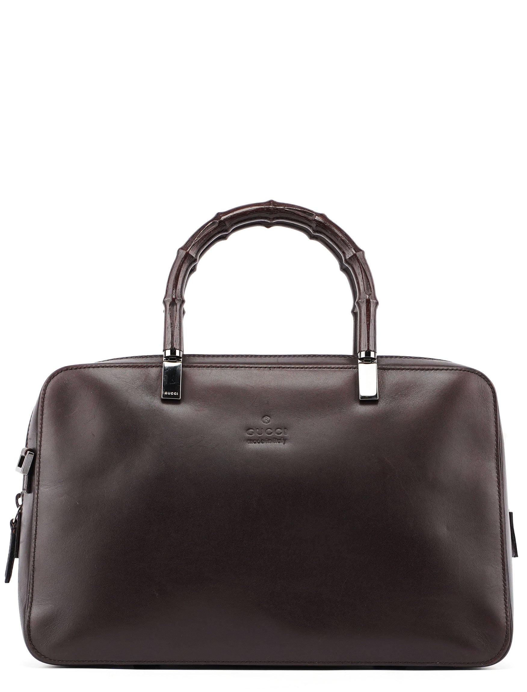 Brown Calfskin Bamboo Tote