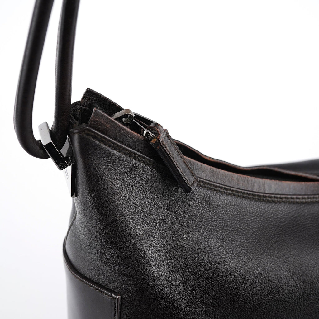 Brown Calfskin Hobo Shoulder Bag