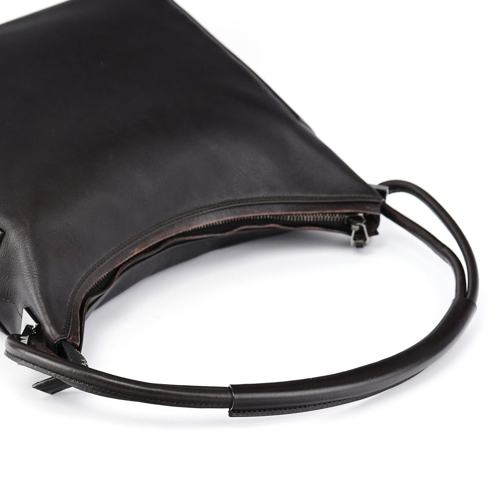 Brown Calfskin Hobo Shoulder Bag