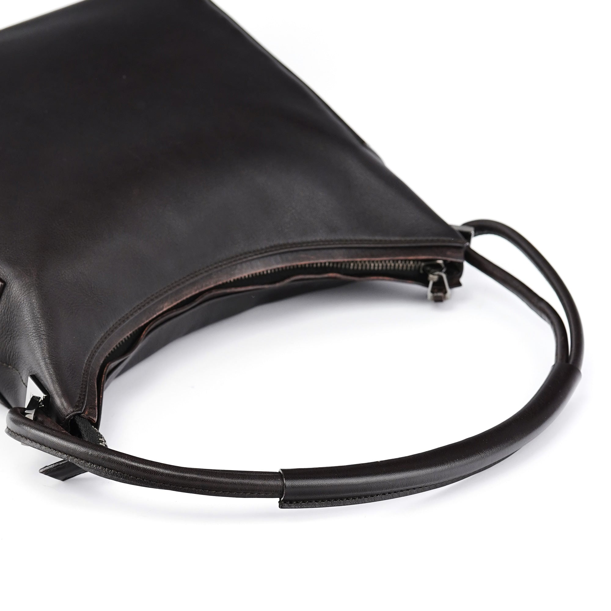 Brown Calfskin Hobo Shoulder Bag