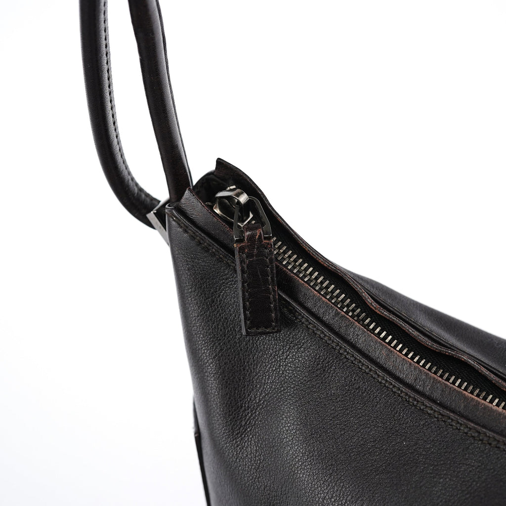 Brown Calfskin Hobo Shoulder Bag