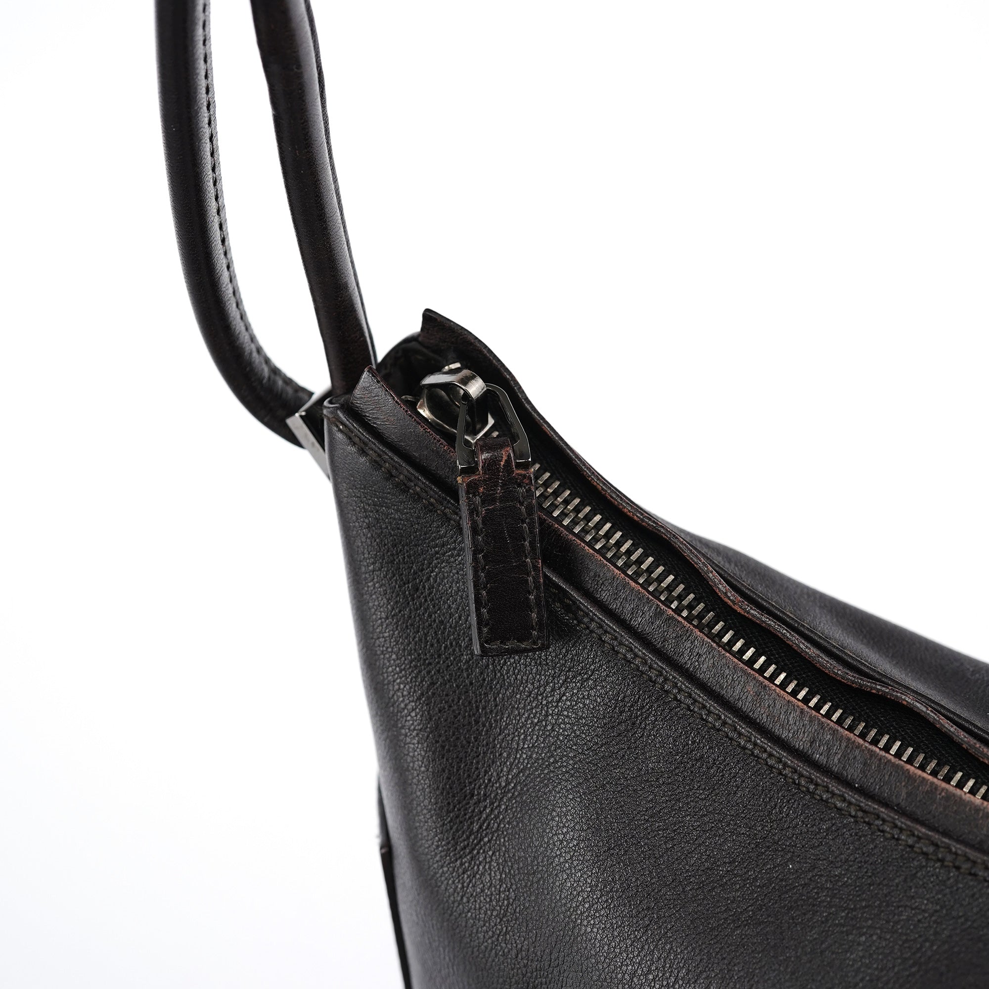 Brown Calfskin Hobo Shoulder Bag