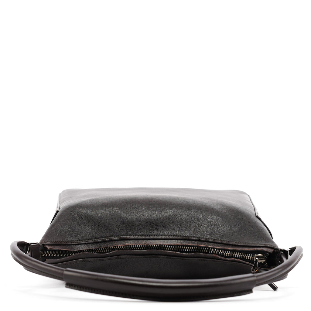 Brown Calfskin Hobo Shoulder Bag