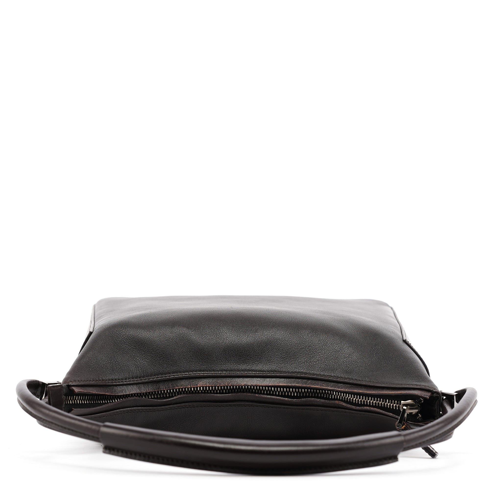 Brown Calfskin Hobo Shoulder Bag