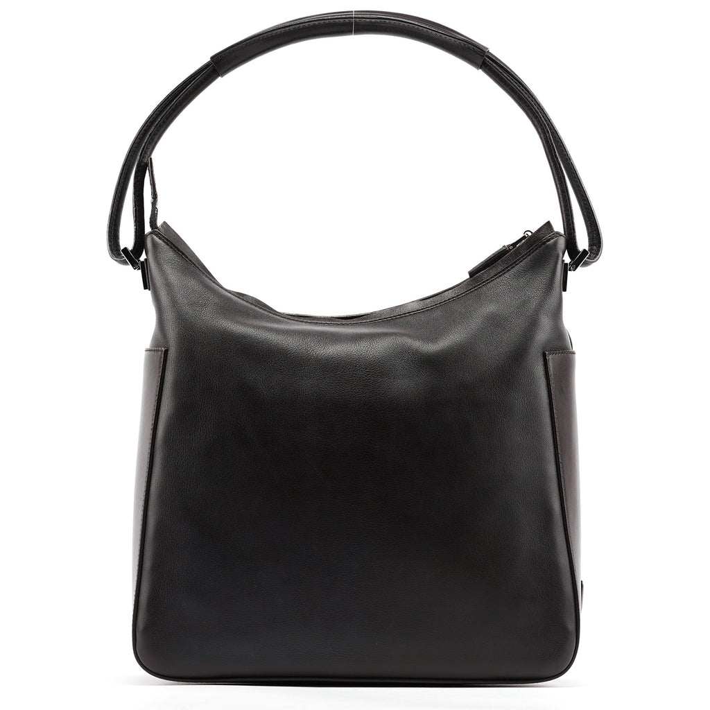 Brown Calfskin Hobo Shoulder Bag