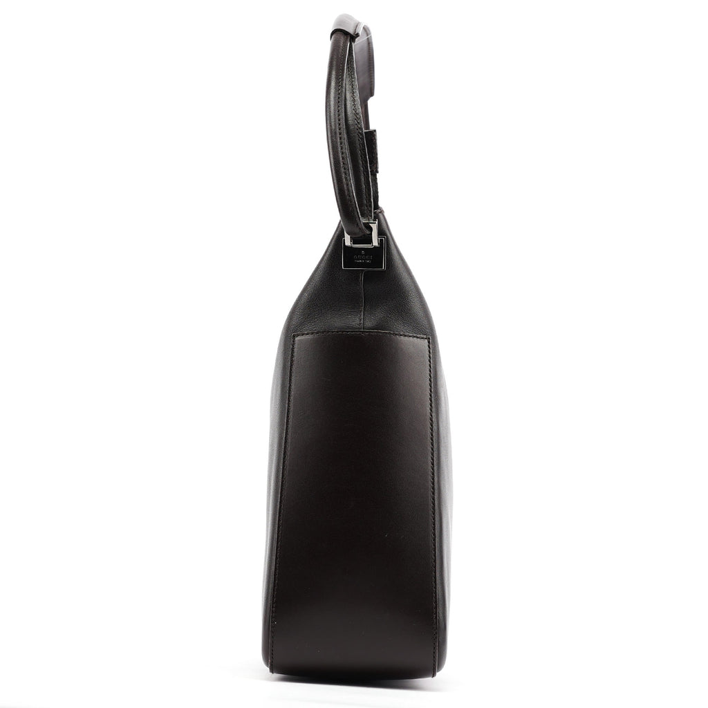 Brown Calfskin Hobo Shoulder Bag