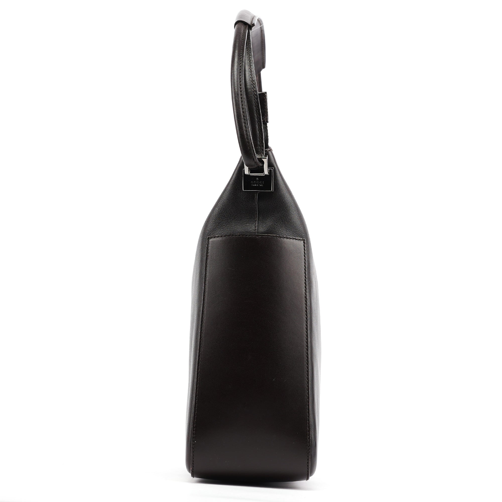 Brown Calfskin Hobo Shoulder Bag