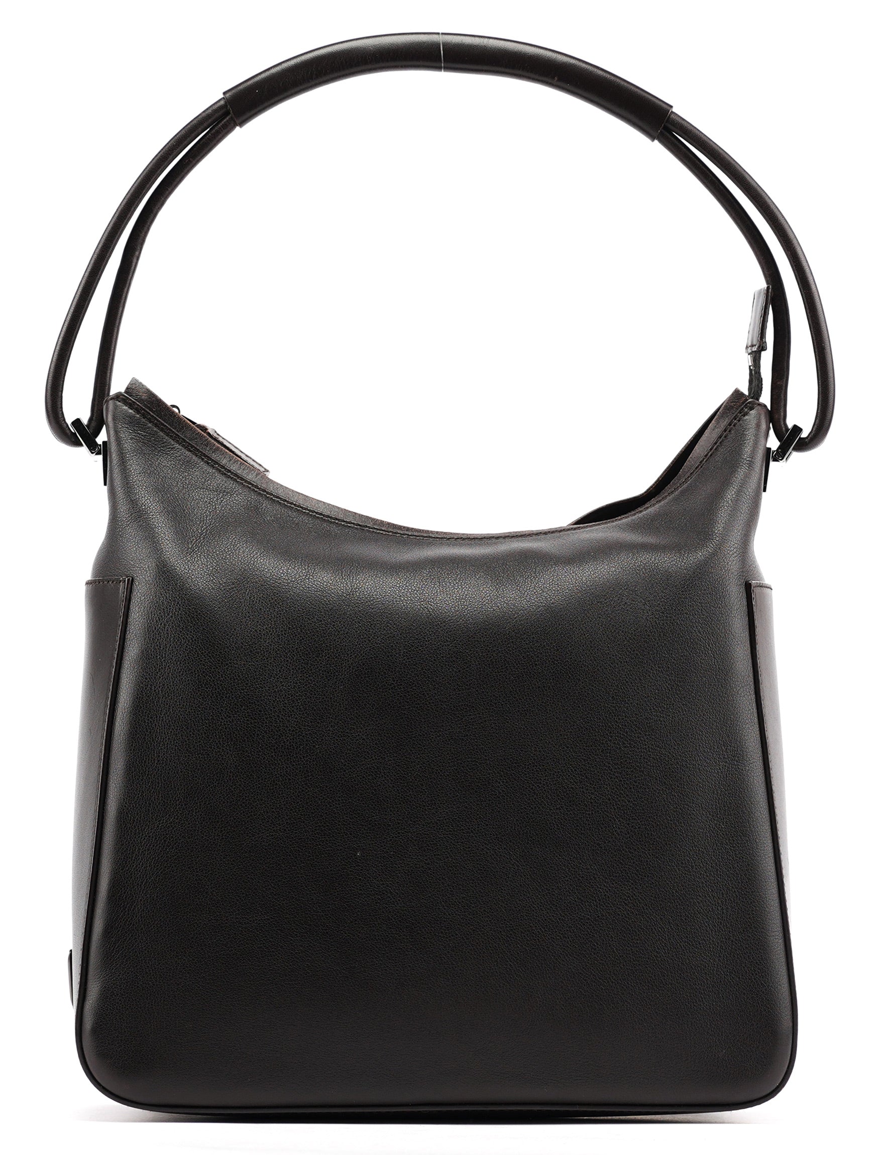 Brown Calfskin Hobo Shoulder Bag