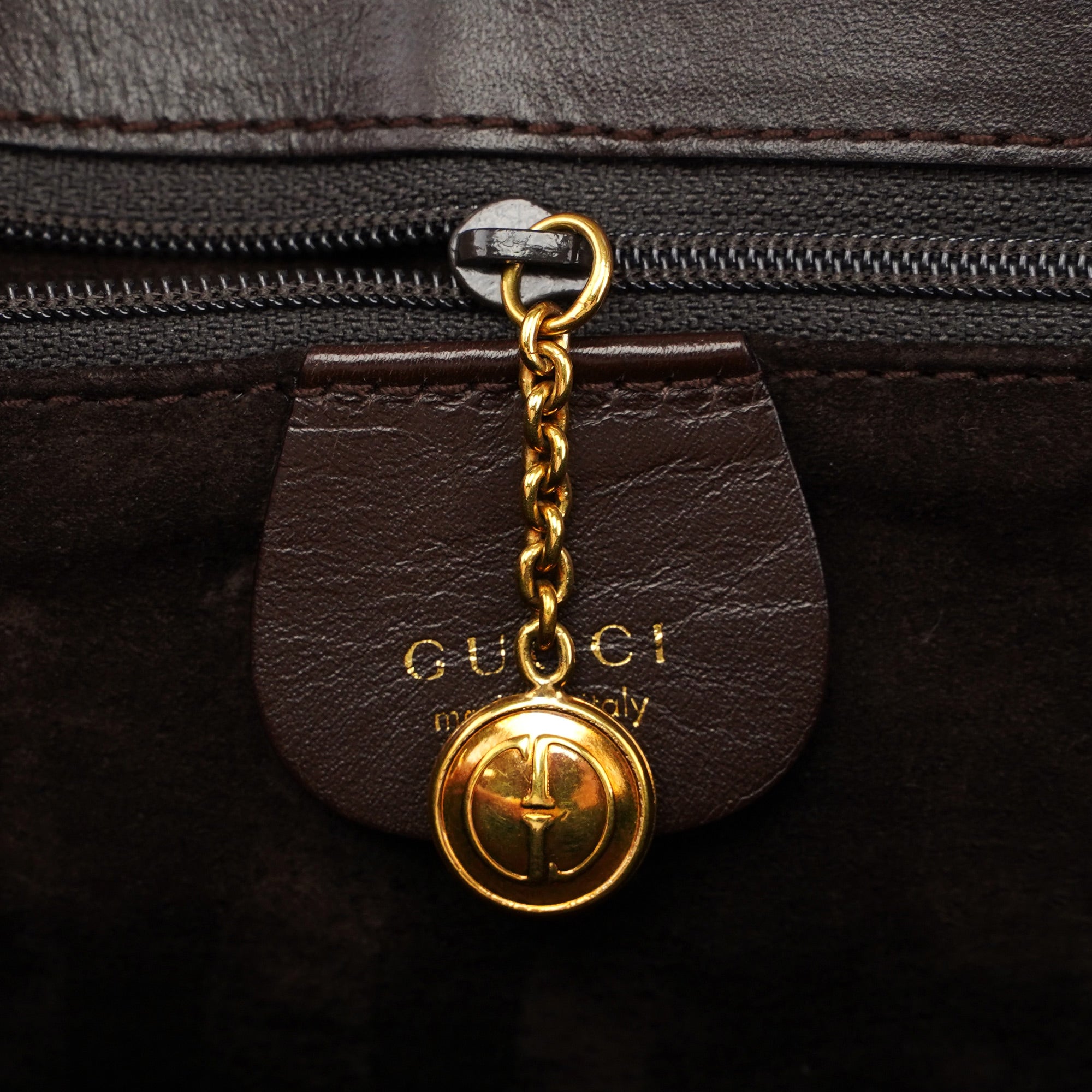 Brown Calfskin Square G Shoulder Bag