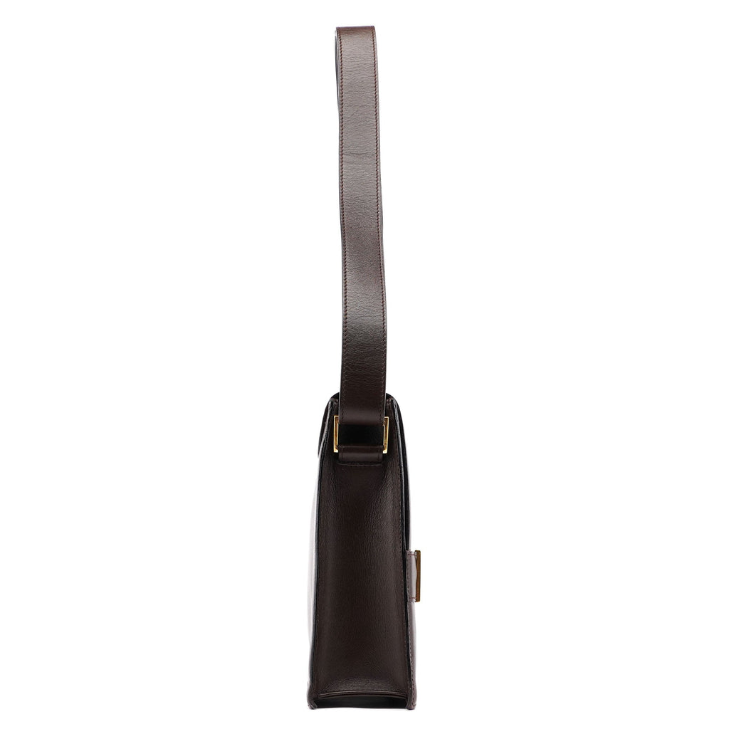 Brown Calfskin Square G Shoulder Bag