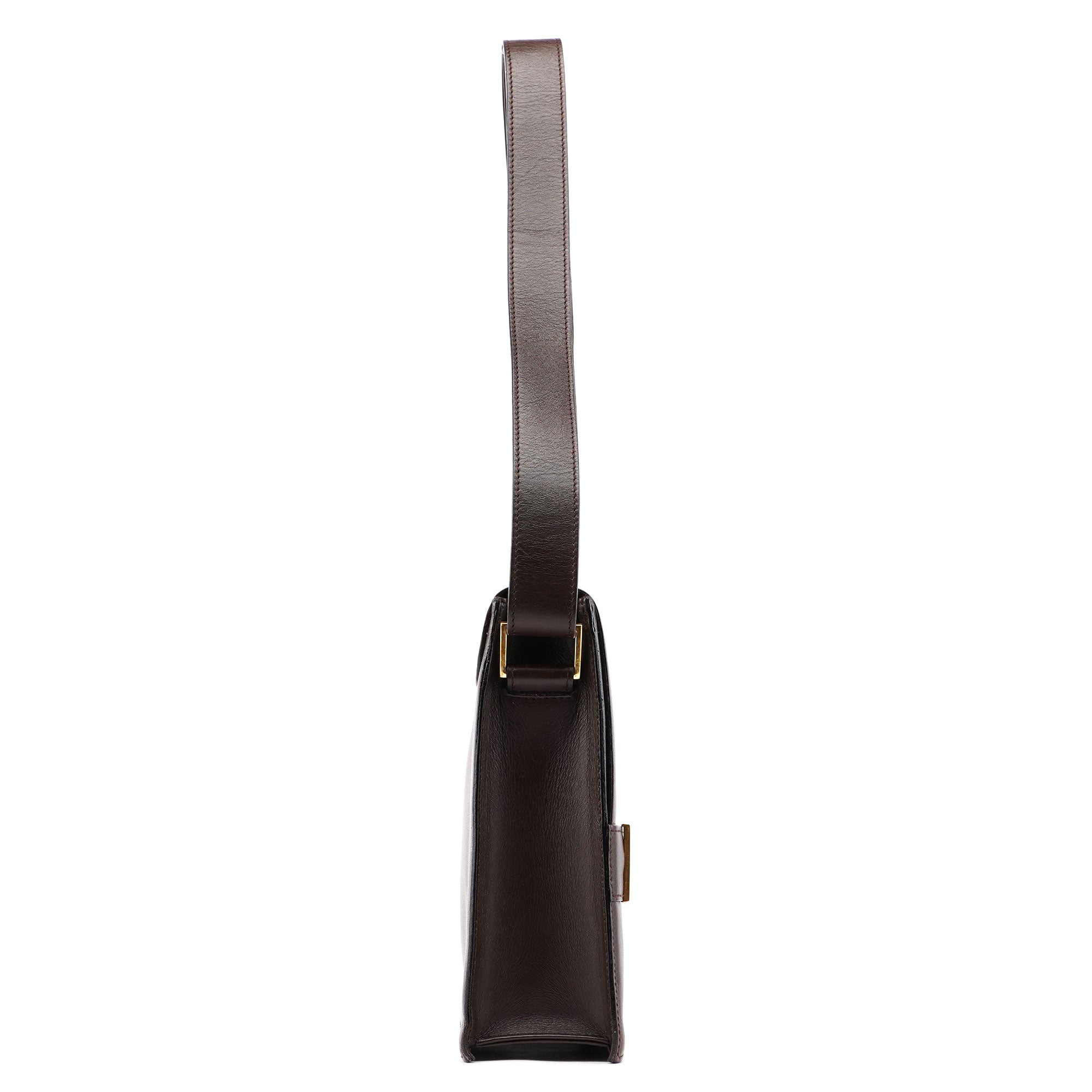 Brown Calfskin Square G Shoulder Bag
