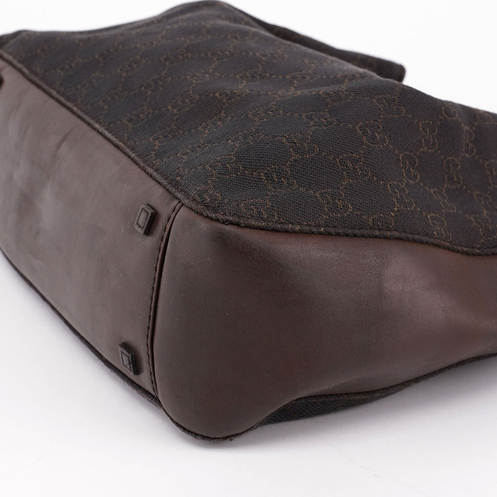 Brown Canvas Leather GG Tote