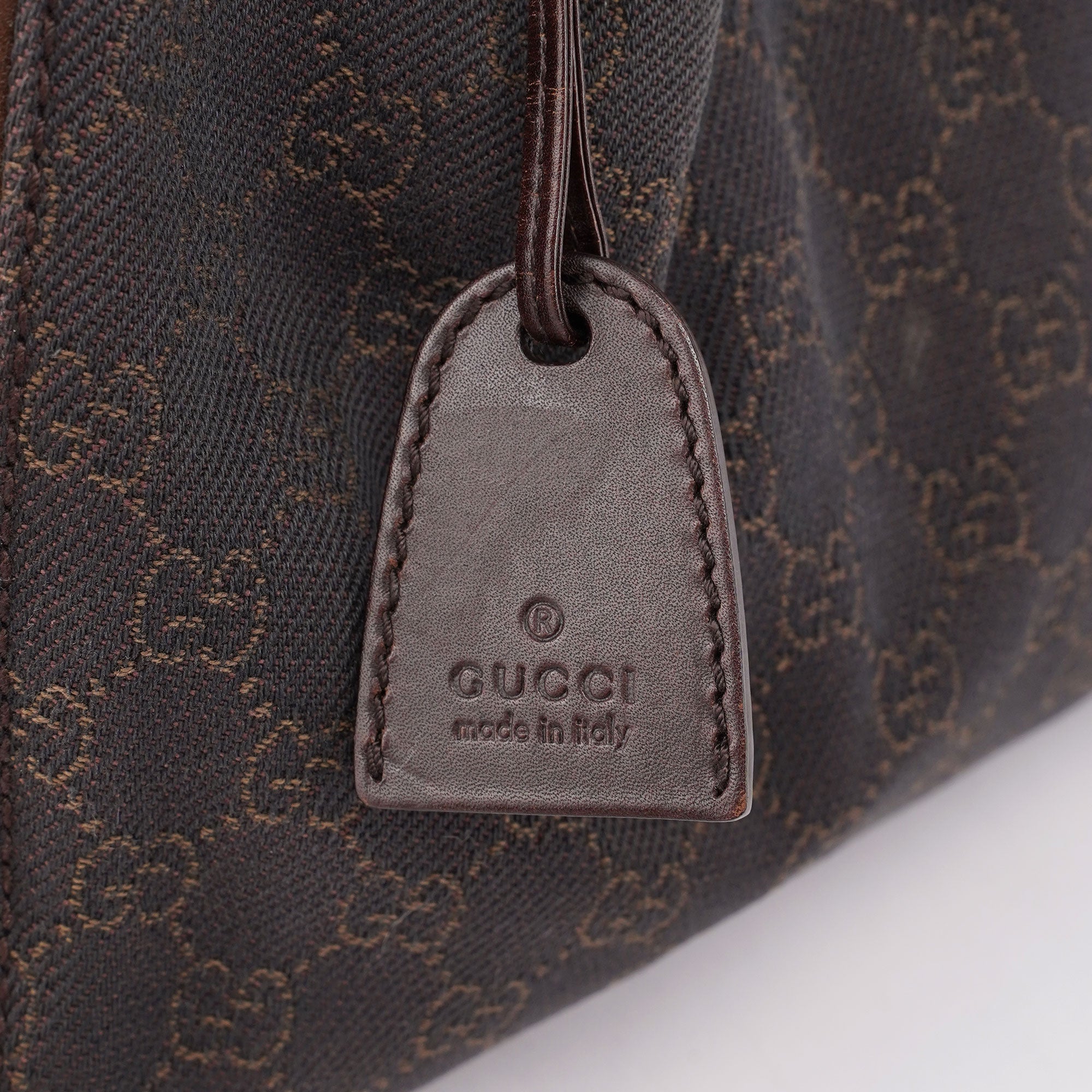 Brown Canvas Leather GG Tote