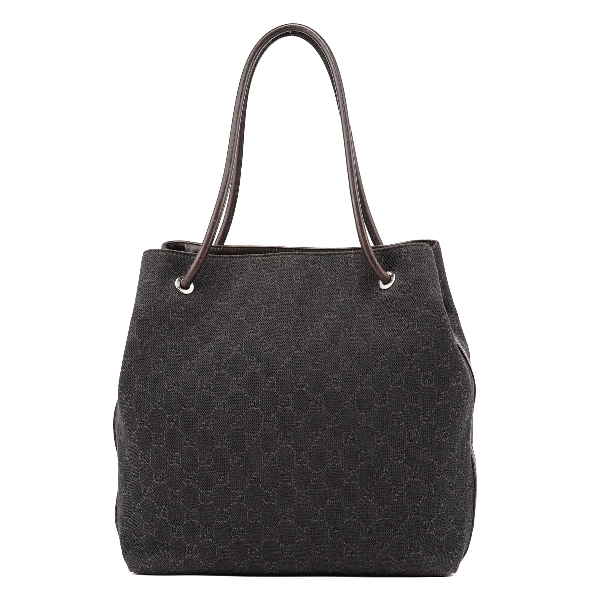 Brown Canvas Leather GG Tote Bag