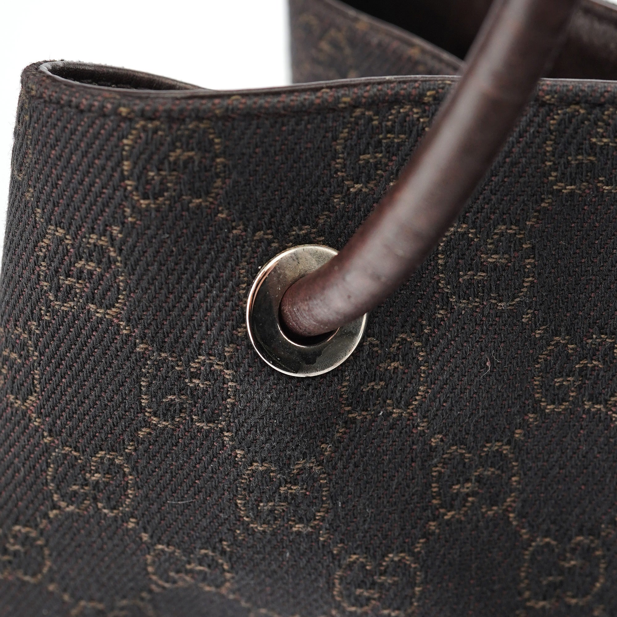 Brown Canvas Leather GG Tote Bag