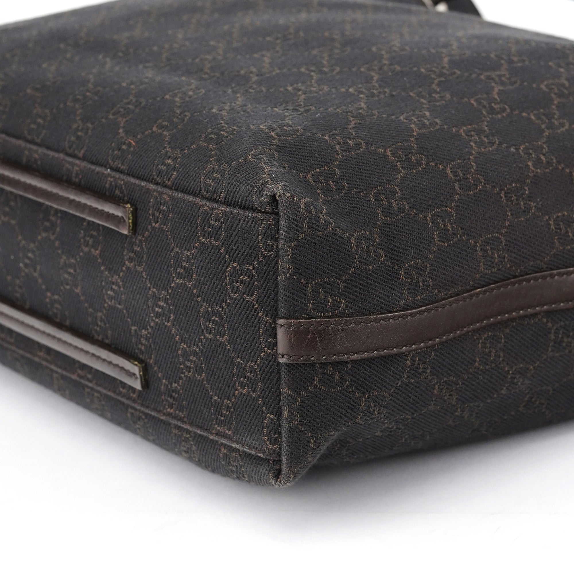 Brown Canvas Leather GG Tote Bag