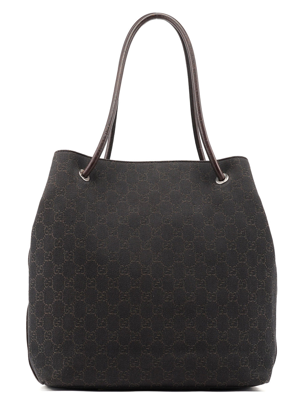 Brown Canvas Leather GG Tote Bag