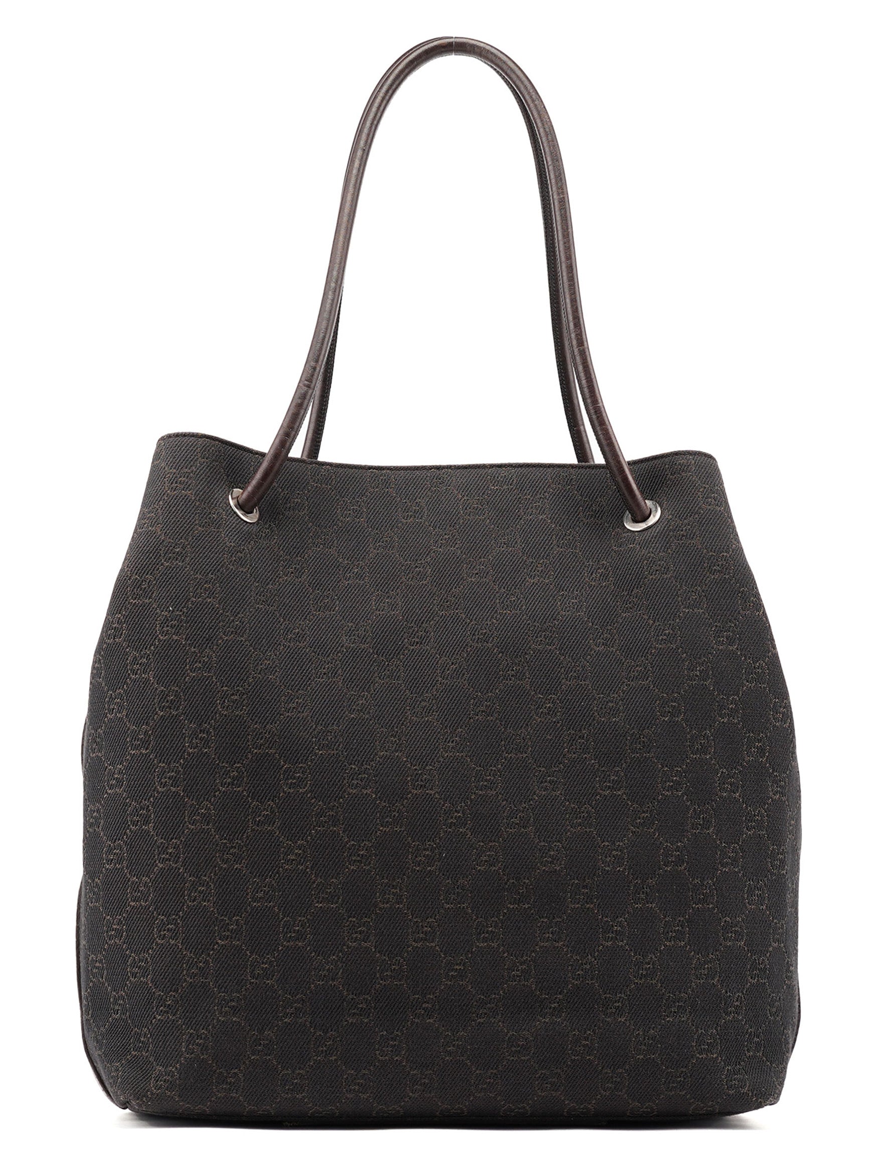 Brown Canvas Leather GG Tote Bag