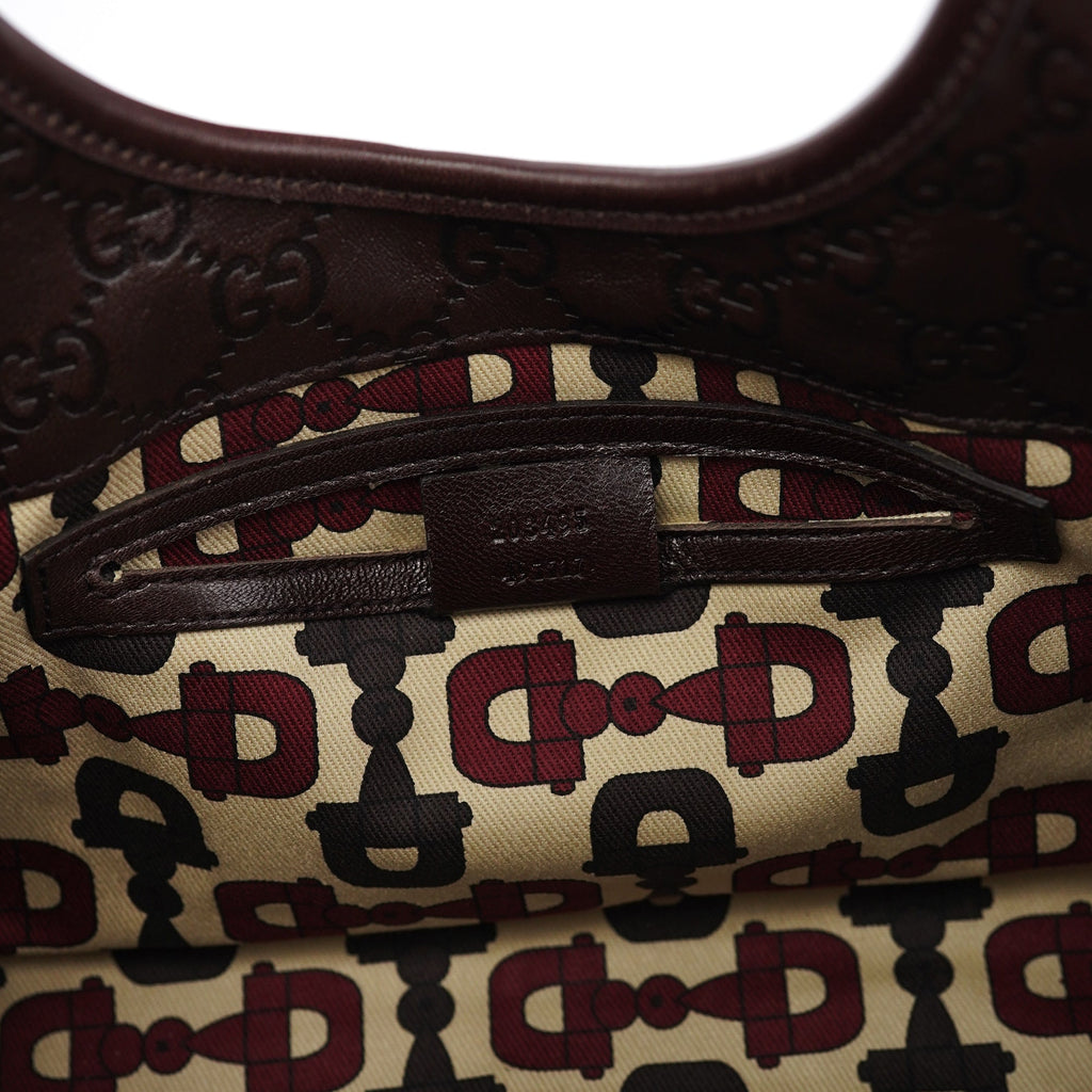 Brown GG Calfskin Embossed Jackie Shoulder Bag