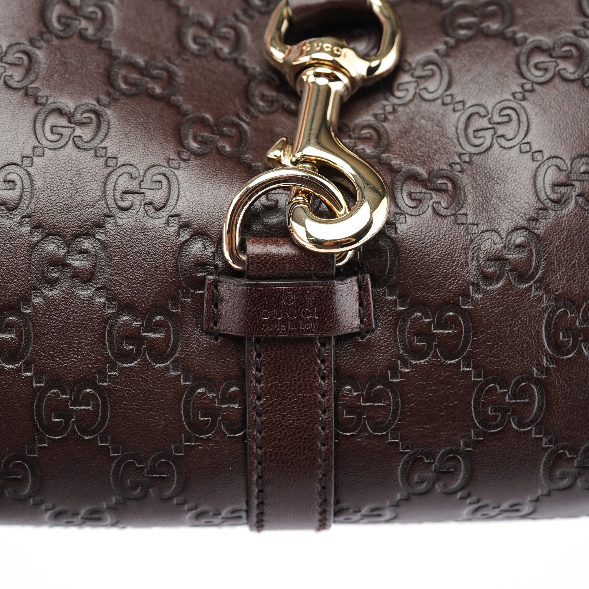 Brown GG Calfskin Embossed Jackie Shoulder Bag