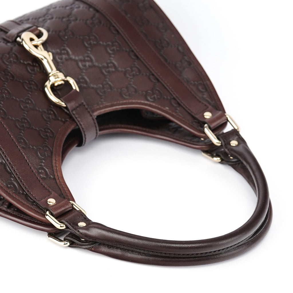 Brown GG Calfskin Embossed Jackie Shoulder Bag