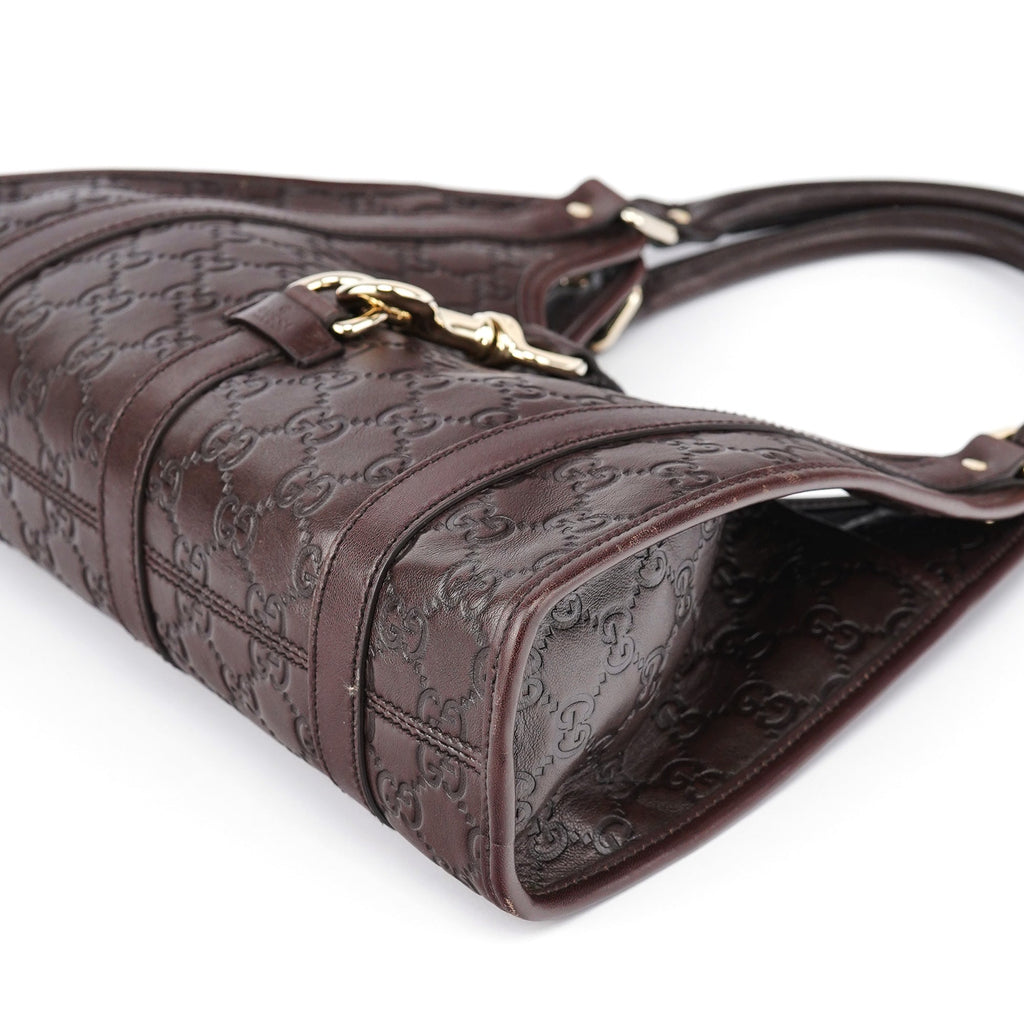 Brown GG Calfskin Embossed Jackie Shoulder Bag