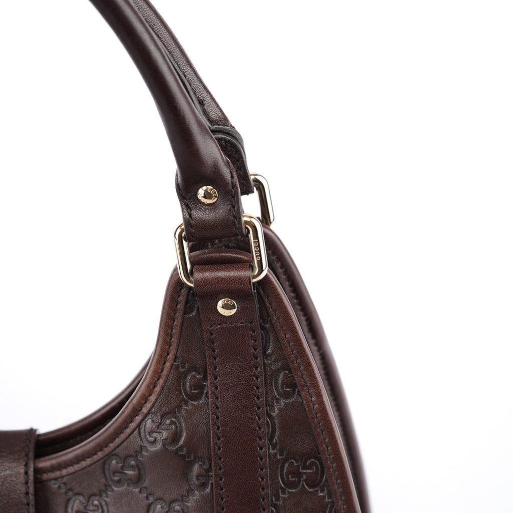 Brown GG Calfskin Embossed Jackie Shoulder Bag