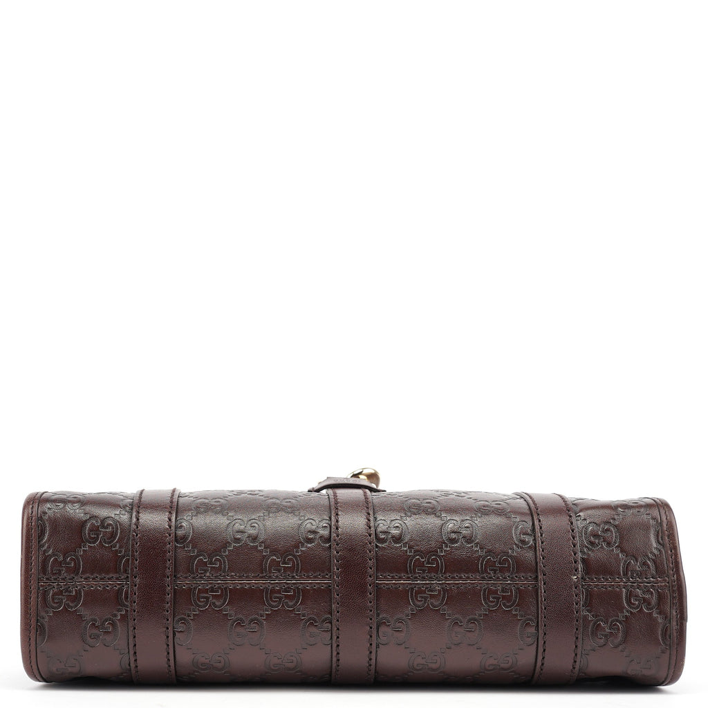 Brown GG Calfskin Embossed Jackie Shoulder Bag