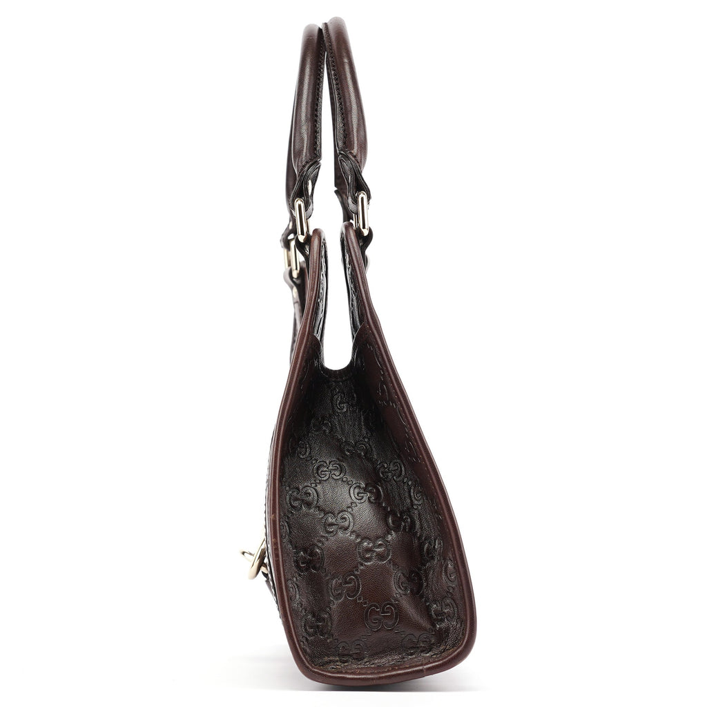 Brown GG Calfskin Embossed Jackie Shoulder Bag