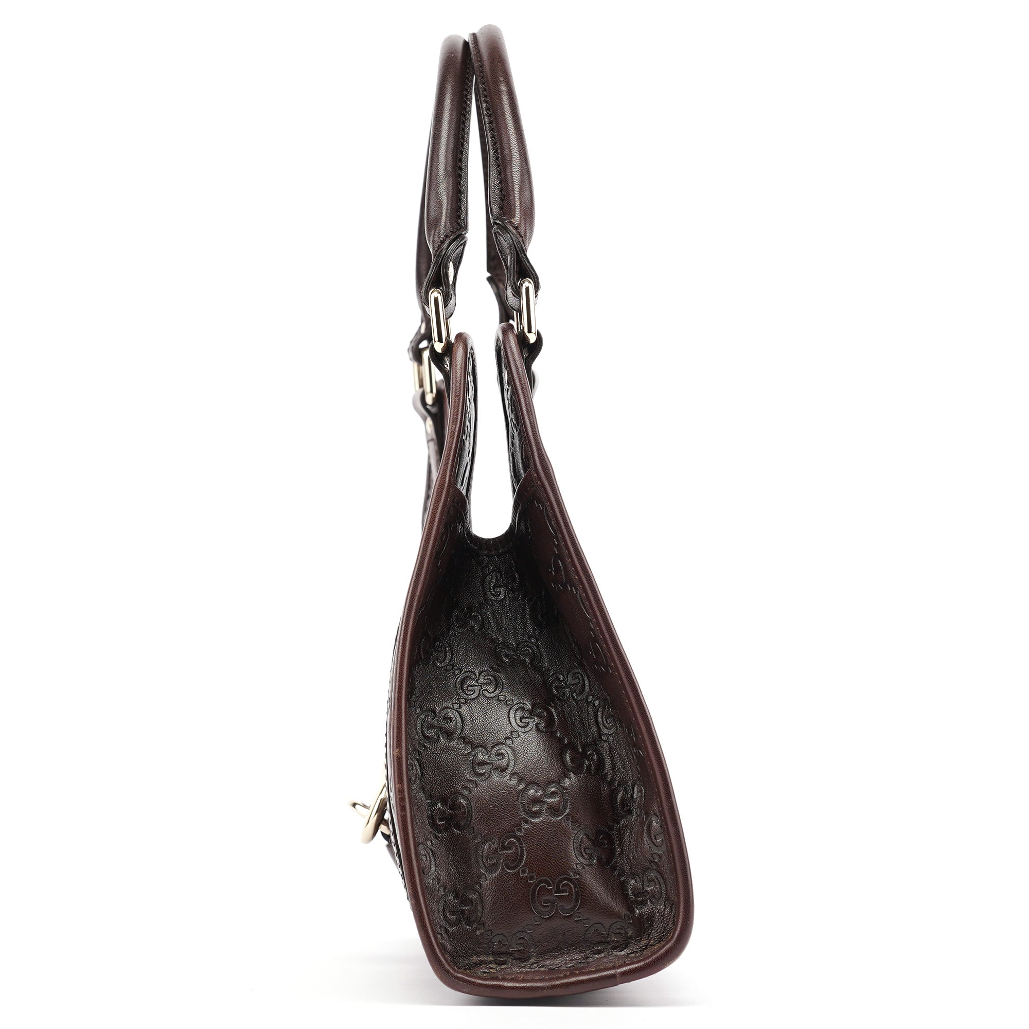 Brown GG Calfskin Embossed Jackie Shoulder Bag