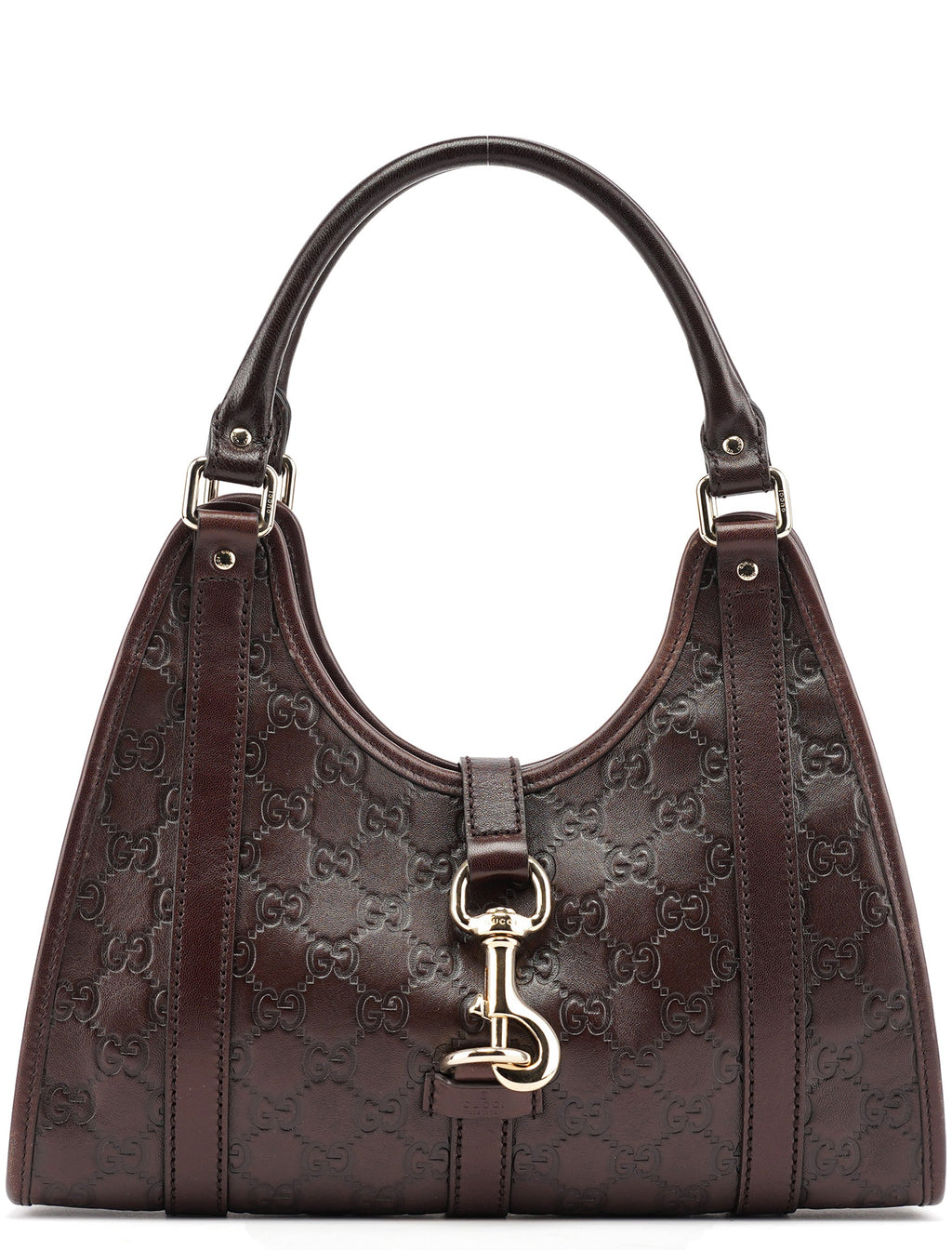 Brown GG Calfskin Embossed Jackie Shoulder Bag
