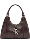 Brown GG Calfskin Embossed Jackie Shoulder Bag
