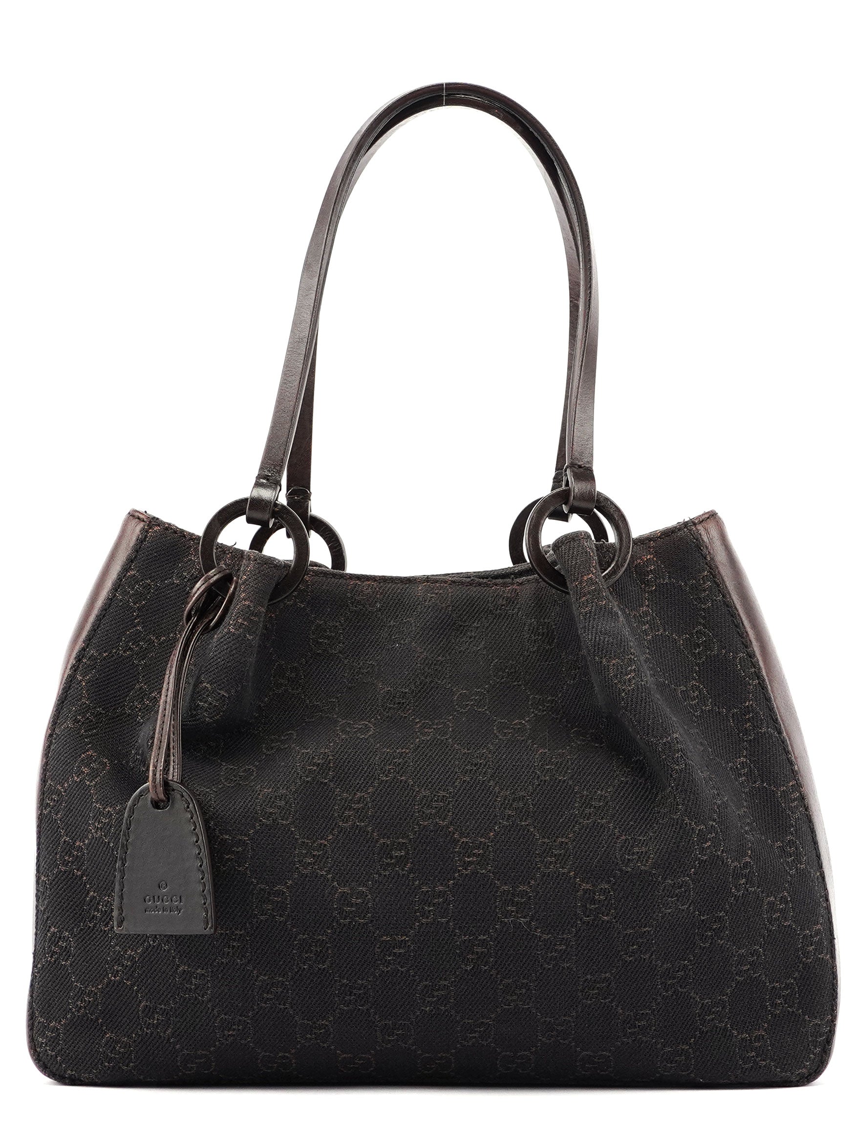 Brown GG Canvas Leather Tote Bag