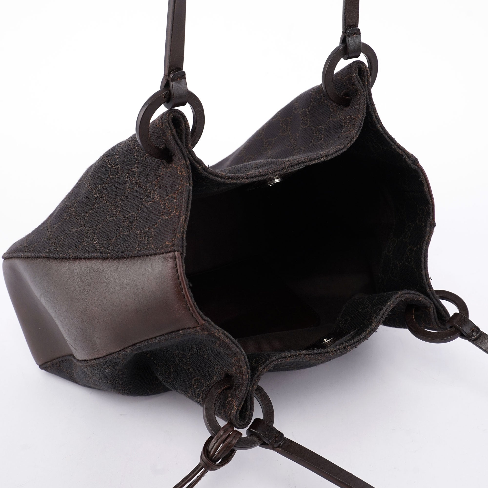 Brown GG Canvas Leather Tote Bag