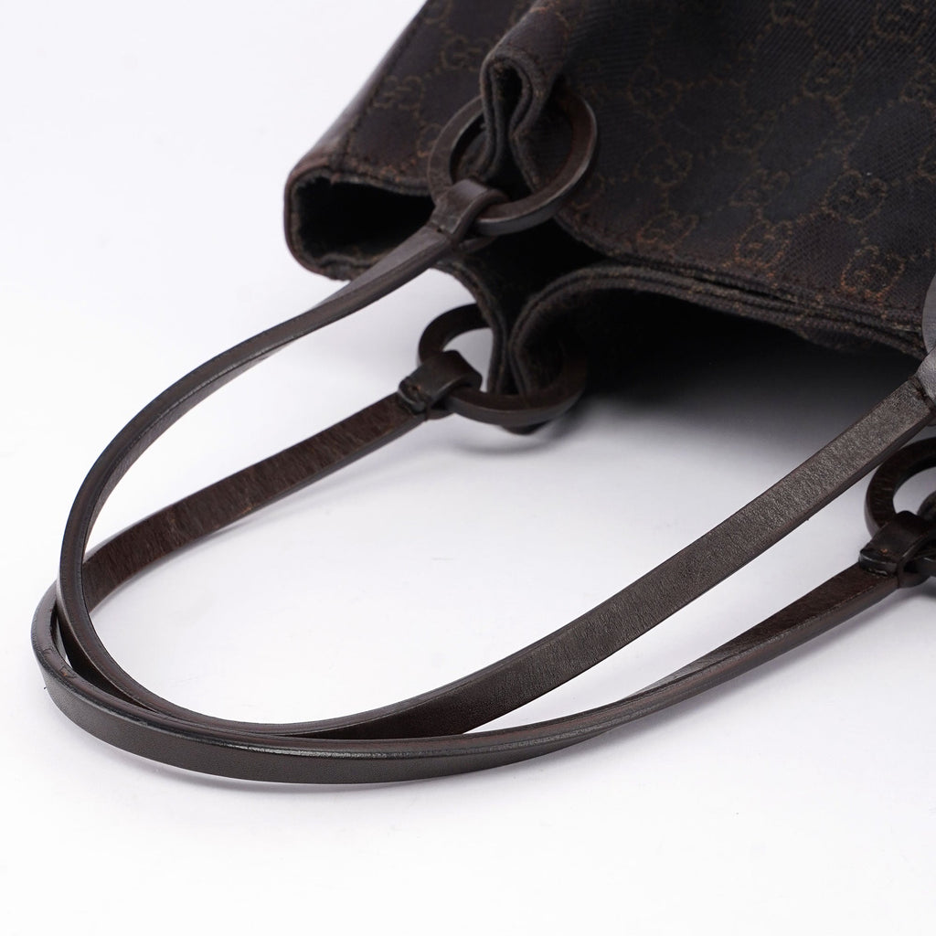 Brown GG Canvas Leather Tote Bag