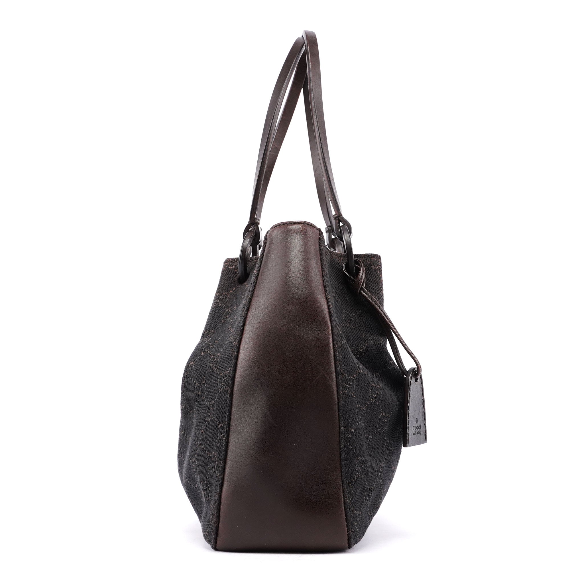 Brown GG Canvas Leather Tote Bag