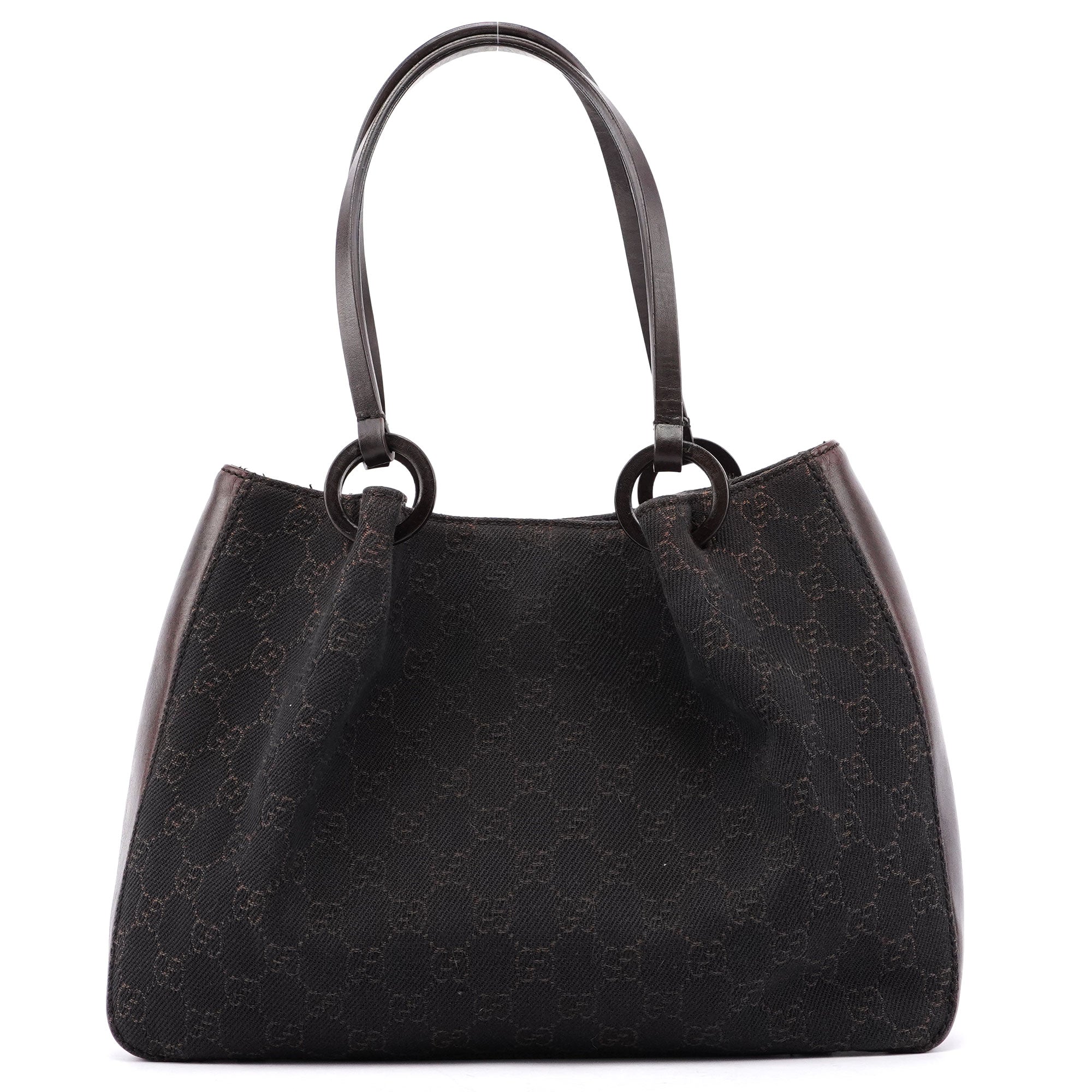 Brown GG Canvas Leather Tote Bag