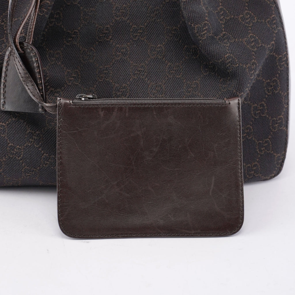 Brown GG Canvas Leather Tote Bag