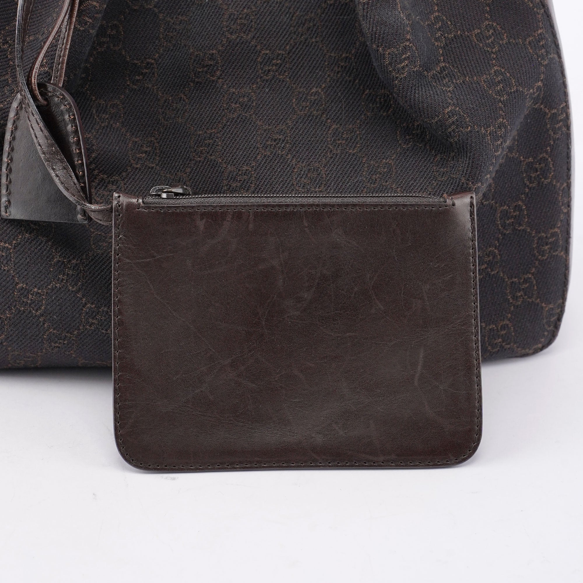 Brown GG Canvas Leather Tote Bag