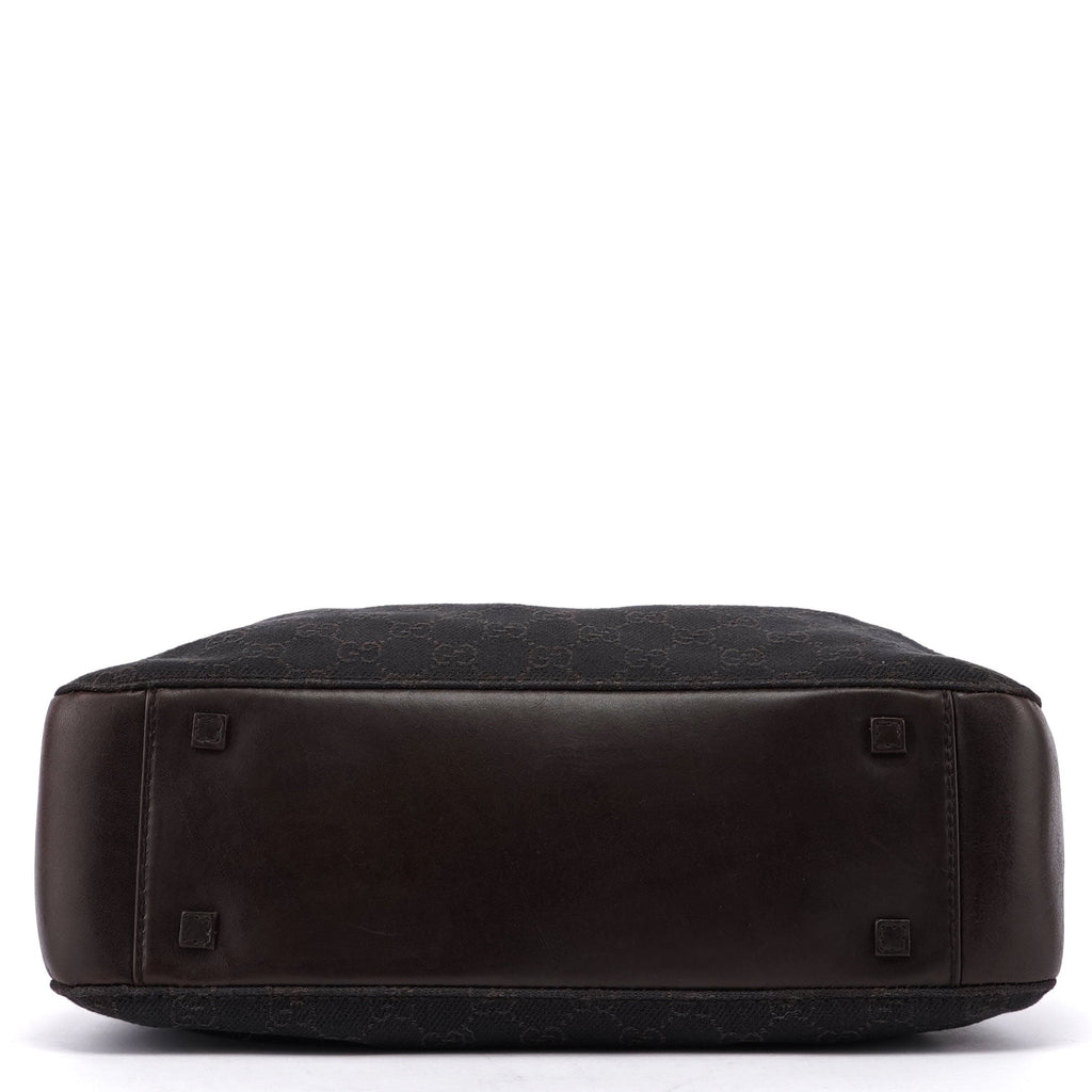 Brown GG Canvas Leather Tote Bag
